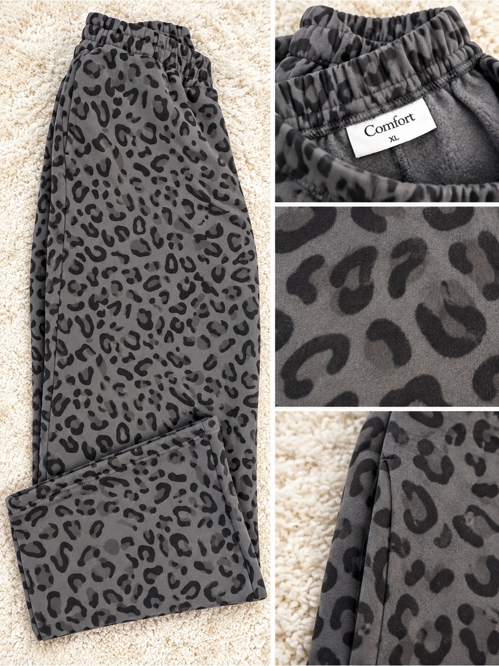 Comfort Animal Print Leggings in Gray & Black Size XL